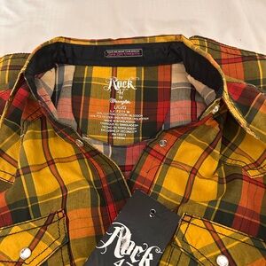 Wrangler Rock 47 Yellow and Red Plaid Shirt